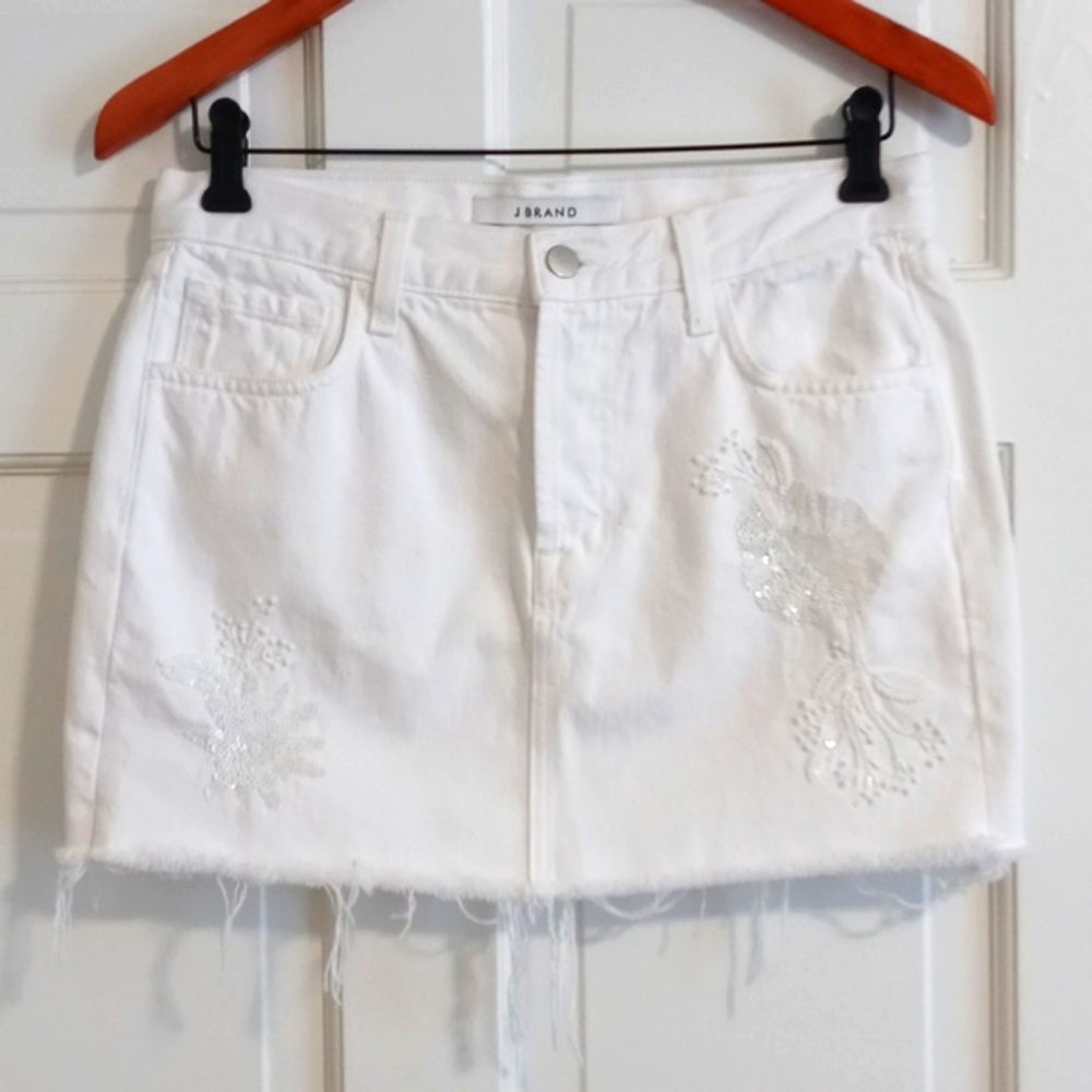 🤍J Brand🤍 - White Estella Bonny Mid-Rise Mini Skirt - Picture 1 of 16
